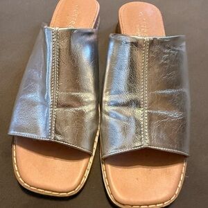 Silver Slide Sandals